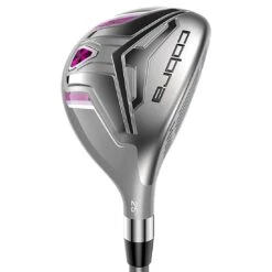 Cobra Women's Fly-XL Complete Set Silver/Plum W/ Cart Bag -Hybrids Forcesgolf Shop cobra womens fly xl set silver plum hybrid